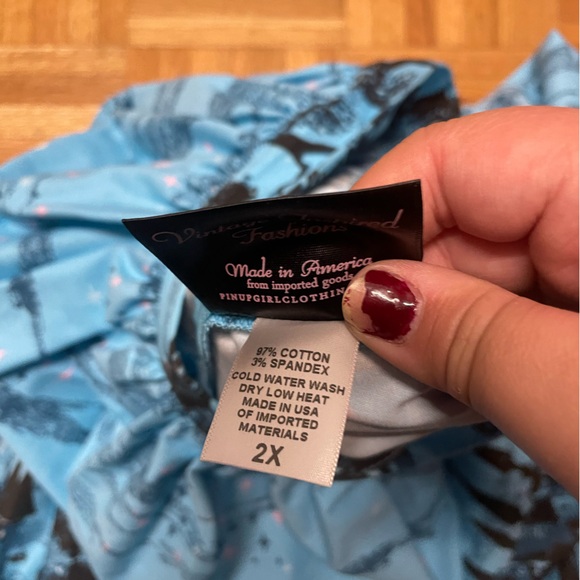 PINUP GIRL CLOTHING Blue Castle Skirt - 2X - Worn Once - Picture 2 of 4